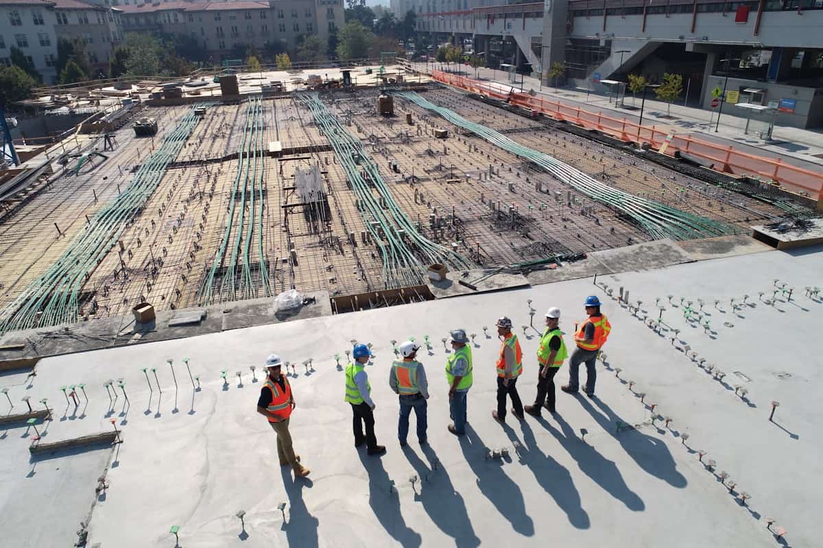 Construction team at active commercial site